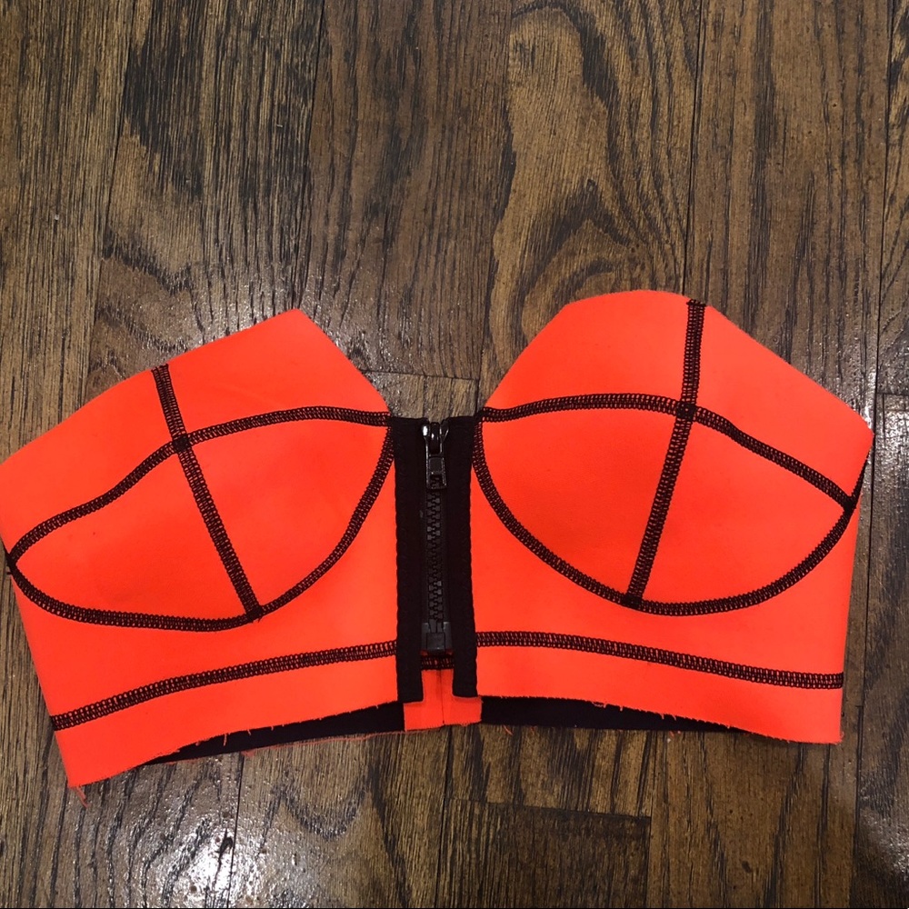 N.L.P  Vibrant Orange Neoprene Bikini Top